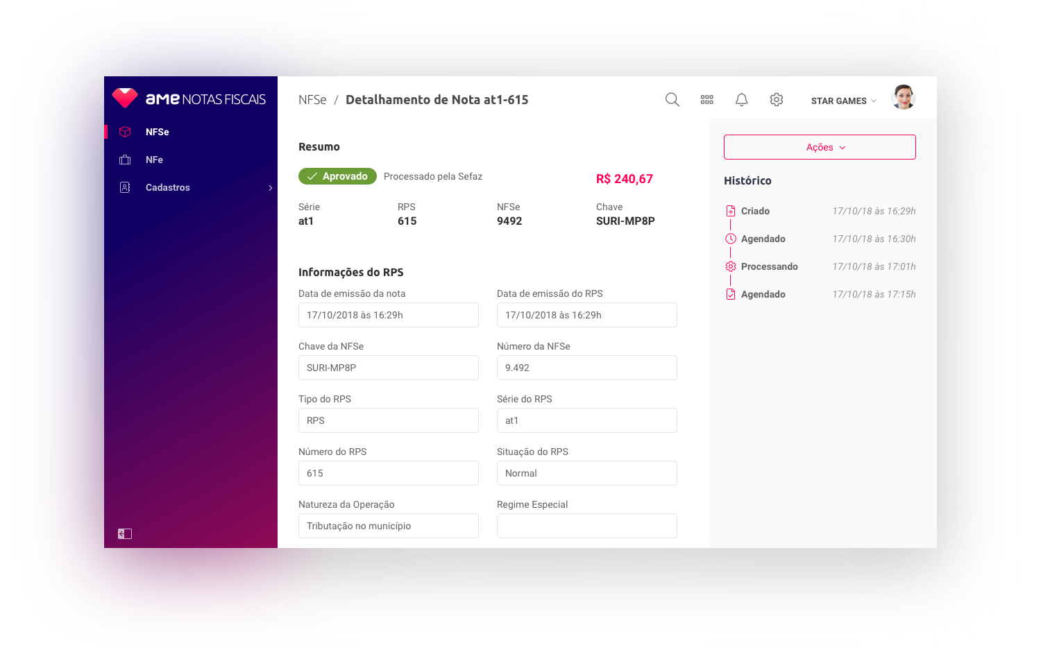 Interface of Nexaas Emites with whitelabel.